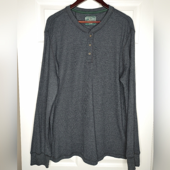 G. H. BASS & CO. 3 BUTTON WAFFLE KNIT THERMAL SHIRT, GRAY XL - Picture 2 of 7